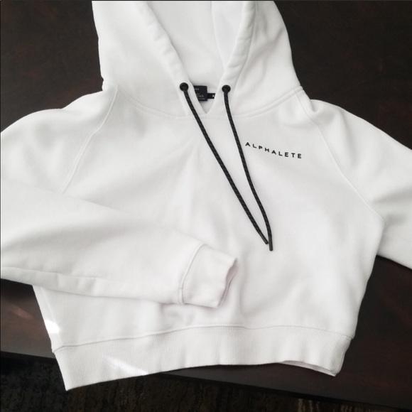 Alphalete Tops - Alphalete White Cropped Hoodie